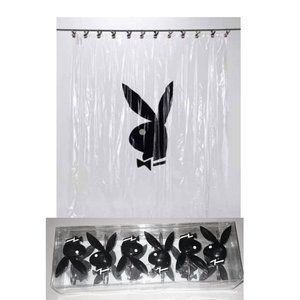 PLAYBOY Shower Curtain CLEAR "NWT" with Hooks Rabbit Head